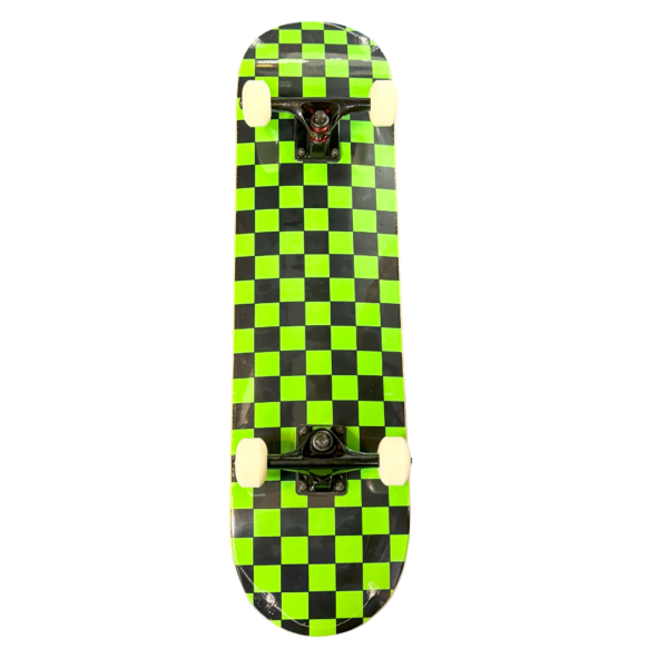 7 Layer Imported Northeastern Maple Complete Skateboard - Checker Green