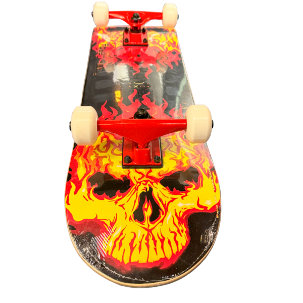 7 Layer Imported Northeastern Maple Complete Skateboard - Flame Skull - Image 3